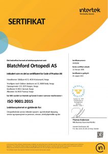 Blatchford ISO sertifikant 9001 2015